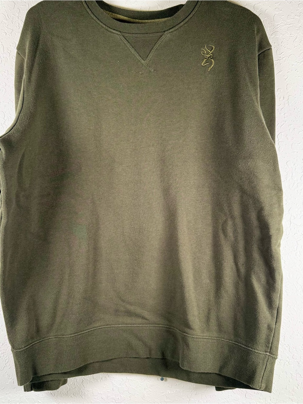 Browning Men’s Olive Green Crewneck Sweatshirt Size Large Embroidered Buckmark